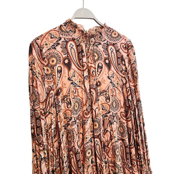 Anthropologie Pink Paisley Midi Dress - Picture 5 of 9